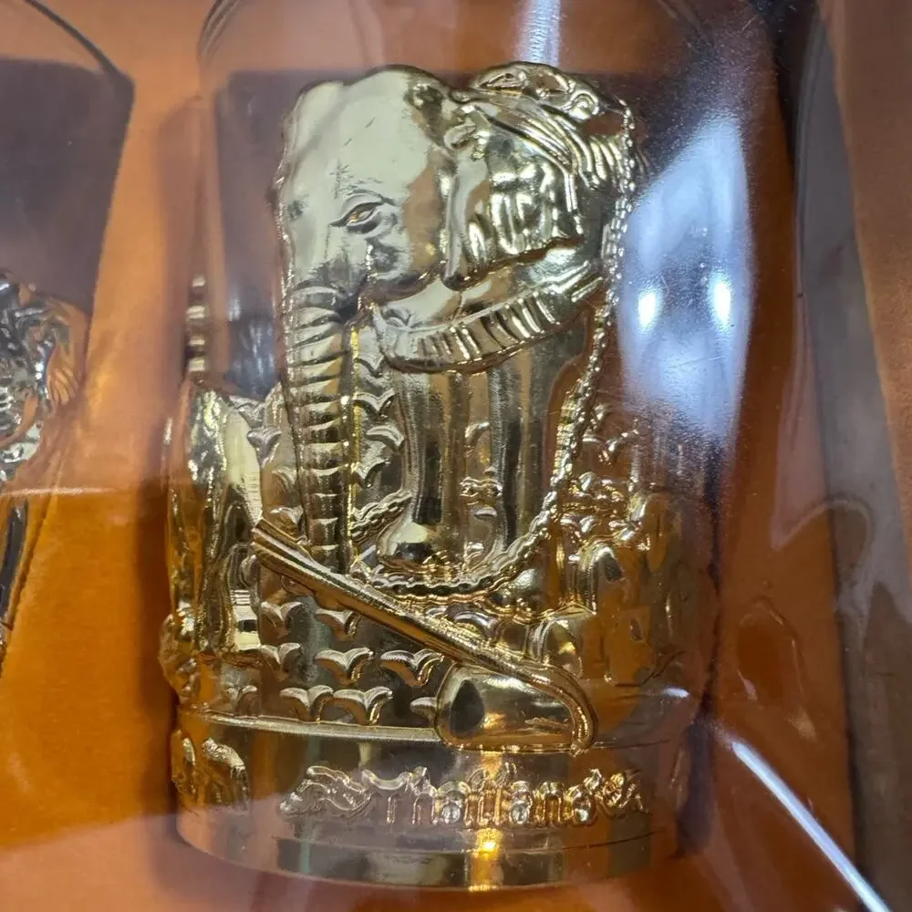 Ornate Elephant Shot Glass Set – Gold & Silver Toned – NIB Collectible Gift